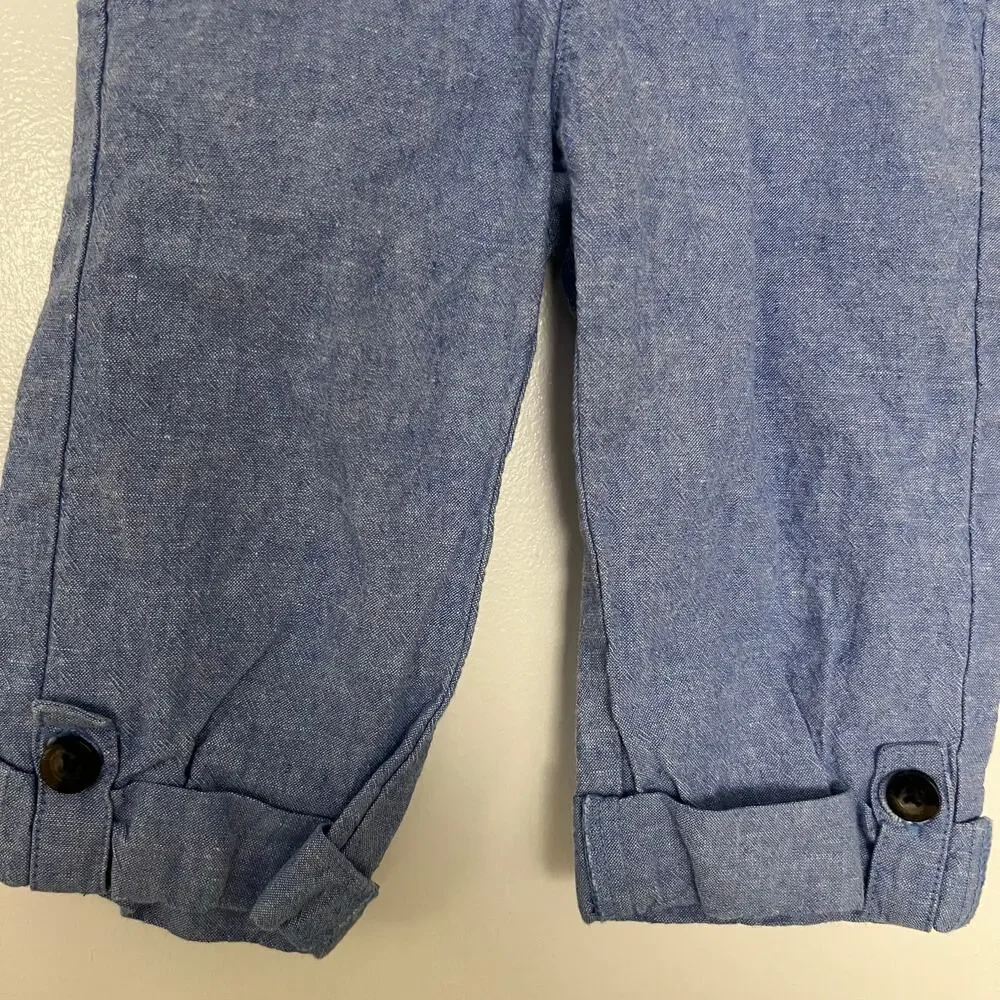 Janie and Jack Blue Linen Blend Roll Cuff Pants Toddler 18-24M Summer Casual Boy